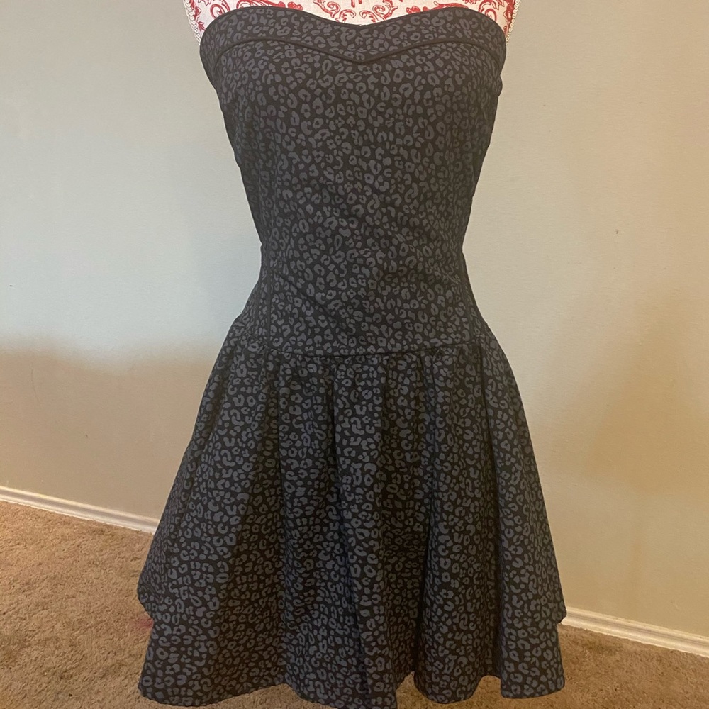 Retrolicious Black Leopard Print Dress Pinup Vintage style